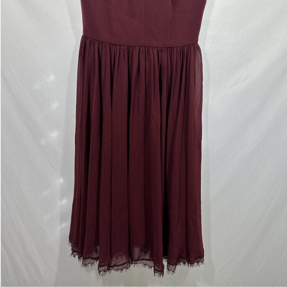 NEW Dress the Population [ XXS ] Corey Chiffon Fit‎ & Flare Dress Garnet #Q416 - Picture 6 of 12
